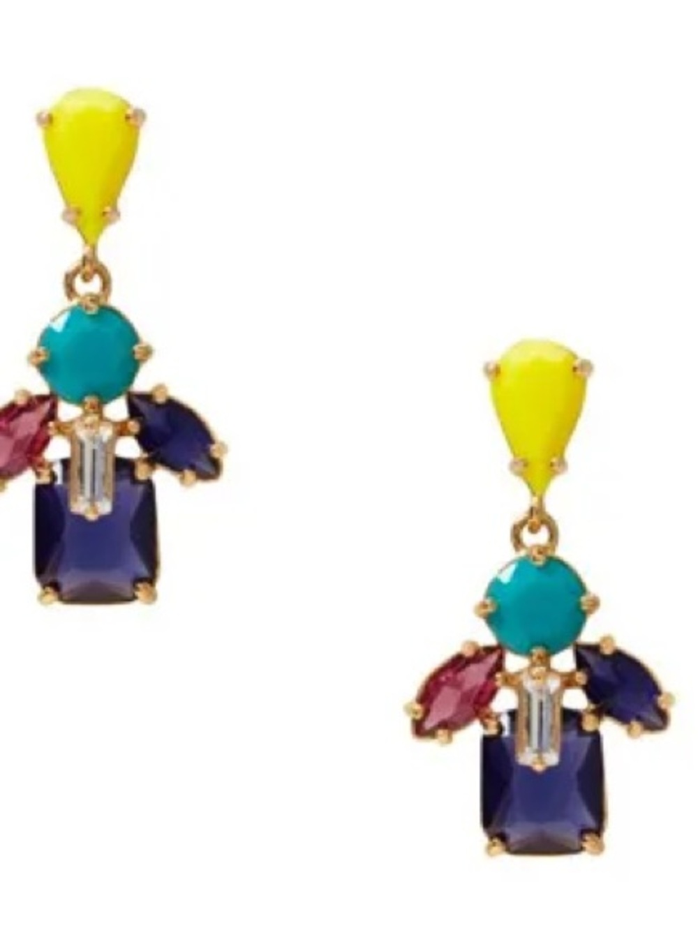 Kate Spade Gold-Tone Multicolor Crystal Drop Earrings
